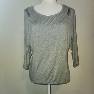 VTG Bebe Y2k Gray Dolman Sleeve Tunic With Shoulder And Back Zippers Small S EUC